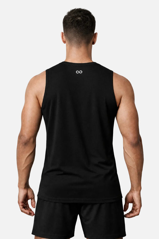 Man wearing LIMITLESS GAINS vest