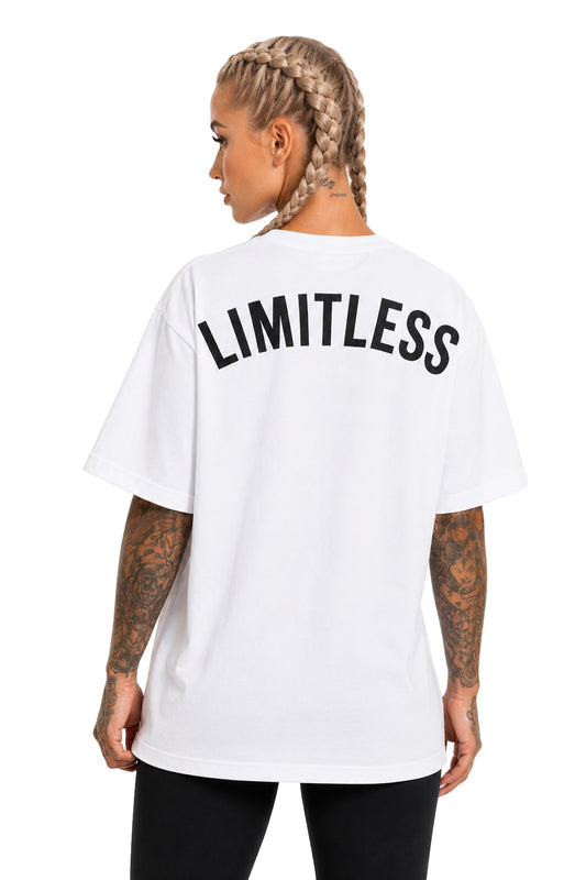 Unisex White Oversized "LIMITLESS" Gym T-Shirt