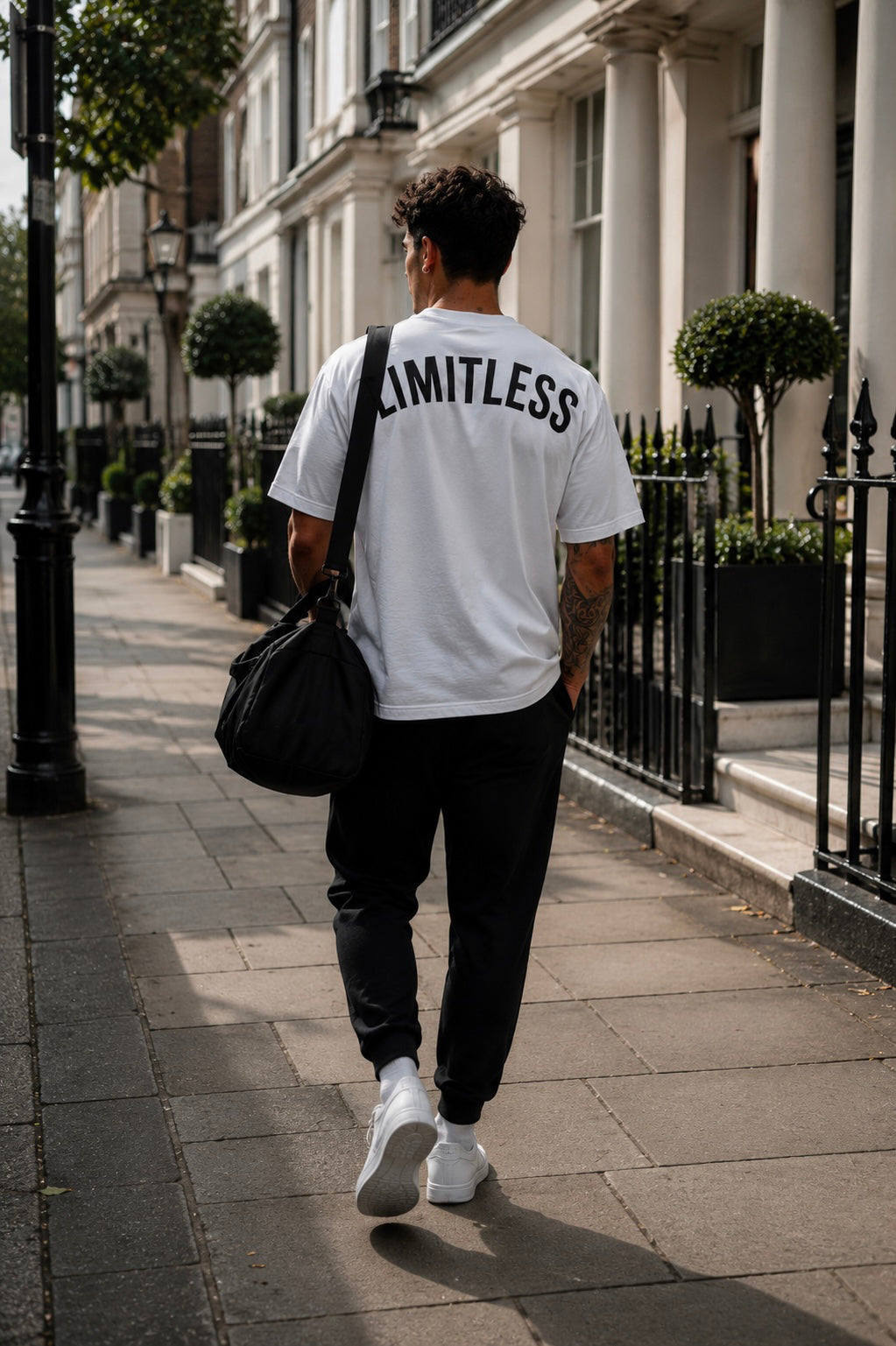 Unisex White Oversized "LIMITLESS" Gym T-Shirt