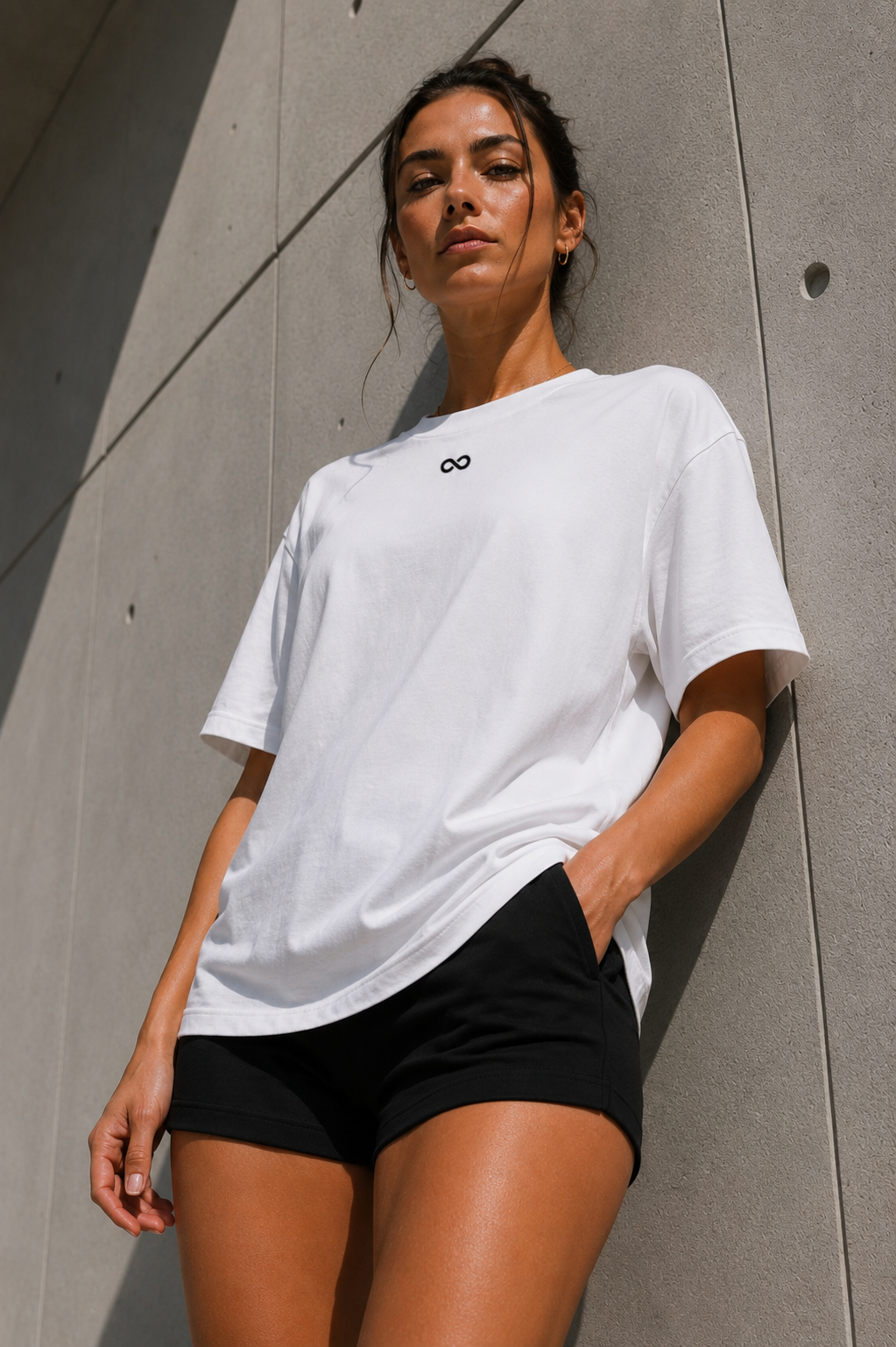 Women's White Oversized "LIMITLESS" Gym T-Shirt
