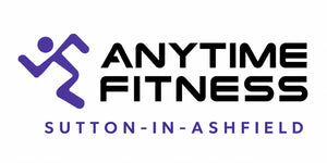 Anytime Fitness logo with a purple silhouette of a person exercising on a white background