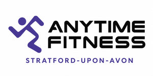Anytime Fitness logo with a purple silhouette of a person exercising on a white background