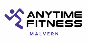Anytime Fitness logo with 'Malvern' text on a white background