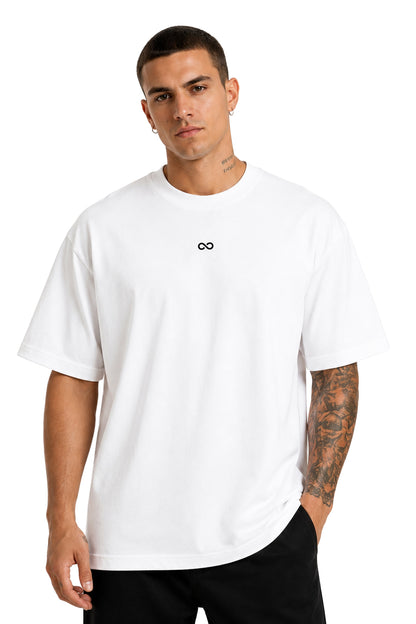 Unisex White Oversized "LIMITLESS" Gym T-Shirt