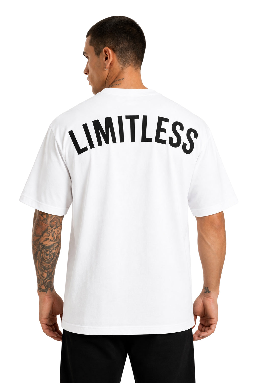 Unisex White Oversized "LIMITLESS" Gym T-Shirt