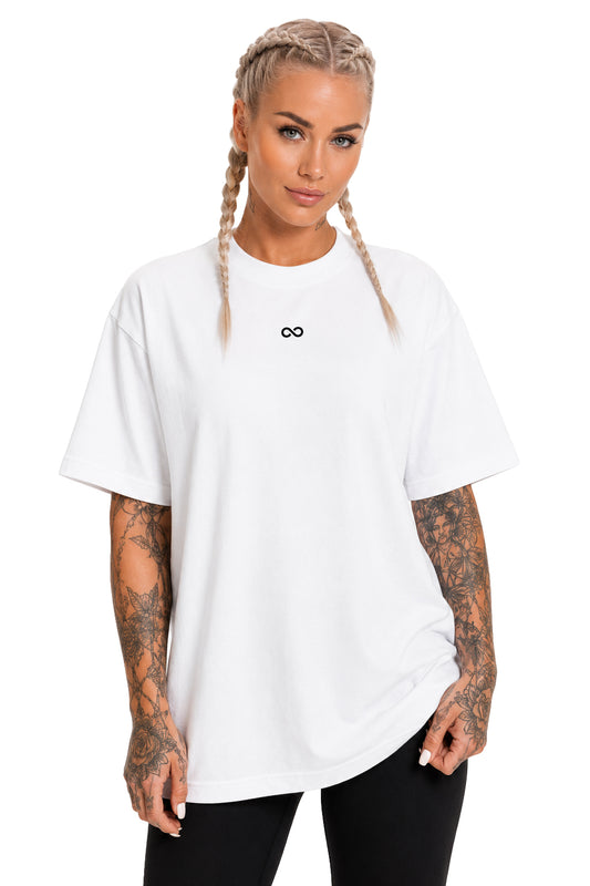 Unisex White Oversized "LIMITLESS" Gym T-Shirt