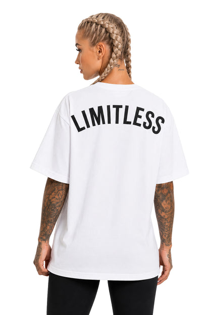 Unisex White Oversized "LIMITLESS" Gym T-Shirt