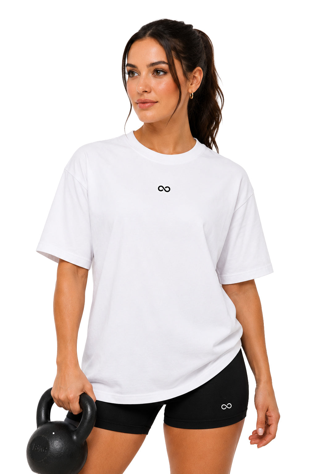 Unisex White Oversized "LIMITLESS" Gym T-Shirt